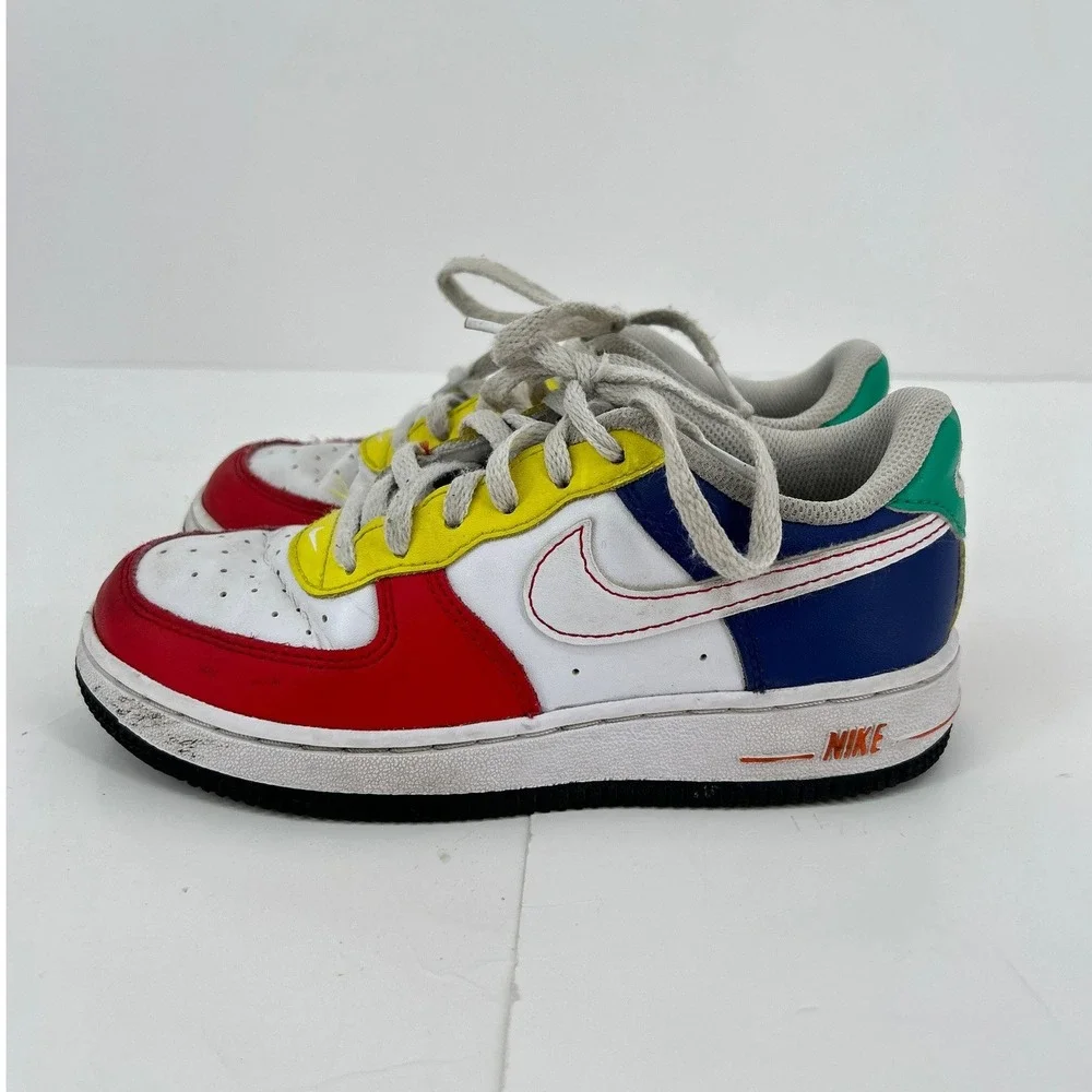 Nike Air Force 1 Low Kids Sneakers Rubik's Cube Red Yellow Blue White Size 1Y